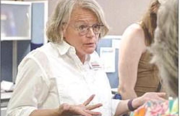 First District Congressional candidate Lauren Reinhold during a campaign stop in Scott City. (Record Photo)