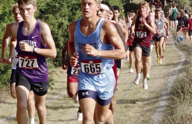 Carson Gabel in competition earlier this season. He won the sophomore division at the Hesston meet. (Record Photo)