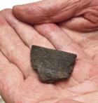 (Right) Chris Garst holds a pottery sherd that was among several artifacts discovered during the KATP dig at Lake Scott State Park. ( Record Photo) All artifacts, large and small, offer important clues to the past