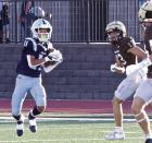 SCHS junior defensive back Adan Tarango grabs an interception during Jamboree action against Garden City last Friday. (Record Photo)
