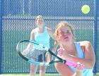 Scott City junior Kaylee Felker prepares to return a shot at the net during doubles play in the Great West Activities Conference tournament on the home courts Monday. (Record Photo)