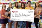Wheatland Electric Cooperative member services and key accounts manager Samantha Garcia (right) presents a $1,000 Sharing Success grant to (from left) Golden Rule Preschool board secretary Denise Dreiling and teachers Danea Wasinger, Sara Hudson, Jeni Car $1,000 WEC Sharing Success grant to Golden Rule Pre-School