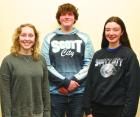 Top finishers in the SCHS Youth Entrepreneur Competition were (from left) Tara Rose, first; Josh Fulton, second; and Erin Massaglia, third. (Record Photo) youth entrepreneurs