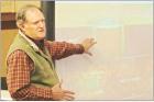 Matt Smith with the Playa Lakes Joint Venture explains how playa restoration can improve water quality during a recent meeting in Dighton. (Record Photo) Dighton hoping to reduce nitrates in drinking water