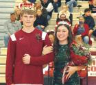 (Right) Crowned Winter Homecoming king and queen at Wichita County High School were seniors Colton Harbin and Erika Terriquez. (Above) Members of the Homecoming court were (front row) kindergarten attendants Brodie Wishon, Karsyn Porter, Garrix Burch and (Right) Crowned Winter Homecoming