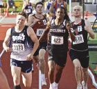 SCHS senior Peyton Bergner sprints for the finish line as the Beavers had the fastest time during the prelims of the 4x400m relay during last Friday’s action in the Class 3A state track championships. (Record Photo)