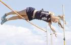Scott City eighth grader Maddie Goode clears 12-feet during last week’s track meet at Oakley. (Record Photo)