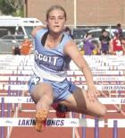Scott City’s Katie Weathers was a third place medalist in the 100m high hurdles at the Lakin Invitational last Friday. Her time of 16.54 in the prelims was a career best for the freshman. (Record Photo) Picture getting clearer for regional track
