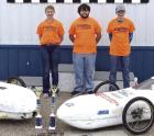 Scott City team members who competed at Hastings were (from left) Addison Noll, Joey Vasquez and Rylan Wilkerson. SC in 3-way tie for first in E-car series; KC race is Sat.