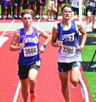 Scott City sophomore Cooper Irvin competes in the 4x800 relay during the state track championships on Saturday. (Record Photo)