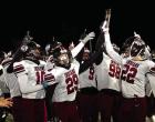The Indians raise their sub-state championship plaque as they celebrate their win at Hill City. (Record Photo) just one more