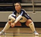 SCHS libero Eva Armendariz makes a pass during Tuesday’s dual against Dodge City High School. (Record Photo)