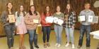 Scott County 4-Hers who were among the top award winners are (from left) Alexis Powelson (Reporter Award); Aubrey Grothusen (Secretary Award); Chelsie Rose (Watch Award, Historian Award); Brinlie Stevens (I Dare You Award); Kate Rogers (Larry Hendrix Awar 4-H achievements