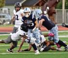 SCHS sophomore runningback Jayden Weston slips away on a 32 yard screen pass that sets up Scott City’s first touchdown against Mesa Ridge. (Record Photo)