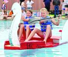 Adalee Murphy and Kaitley Edwards in the BFF Cruiser Scott City Middle School 4th Grade Regatta