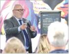 nity members during Tuesday’s presentation. (Record Photo) Scott City Police Chief finalist Bill Downey speaks to commu-