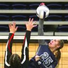 SCHS senior Hannah Tucker gets a kill during Tuesday’s win over Southwestern Hts. on the home court. (Record Photo) Article Image Alt Text