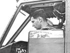 Hawkins in the cockpit of his Huey helicopter in 1969. Guardian angel aided Hawkins