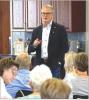Adam Hamilton, Democratic candidate for the U.S. Senate, during a campaign stop last week in Scott City. (Record Photo)