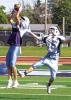 SCHS senior Cooper Irvin leaps for a catch in front of freshman defensive back Brogan Dirks during Saturday’s scrimmage. (Record Photo)