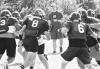 Wichita County High School head coach Brant Douglas observes as his offense executes plays during a recent practice. (Record Photo)